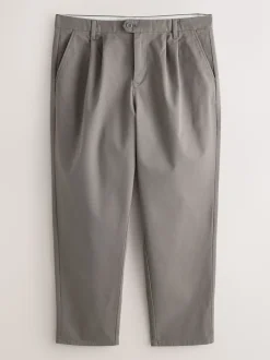 Clay Relaxed Tapered Fit Twin Pleated Stretch Chinos Trousers