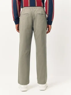 Clay Straight Fit Pleated Stretch Chinos Trousers With Elasticated Waist
