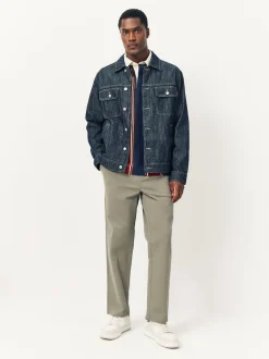 Clay Straight Fit Pleated Stretch Chinos Trousers With Elasticated Waist