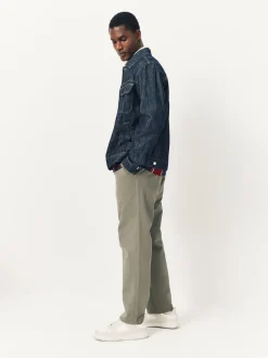 Clay Straight Fit Pleated Stretch Chinos Trousers With Elasticated Waist