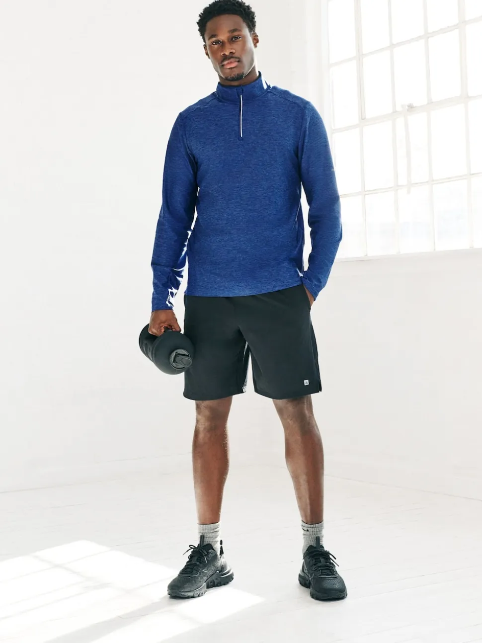 Cobalt Blue Active Training Gym Quarter Zip Sweater