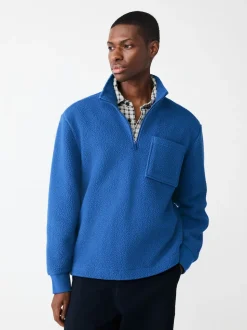 Cobalt Blue Quarter Zip Borg Fleece