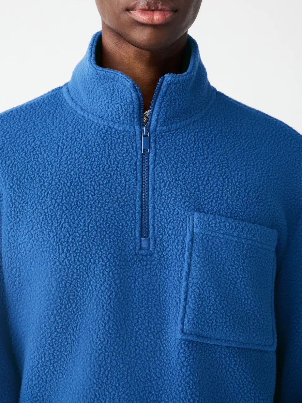 Cobalt Blue Quarter Zip Borg Fleece