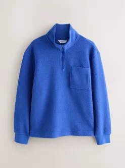 Cobalt Blue Quarter Zip Borg Fleece