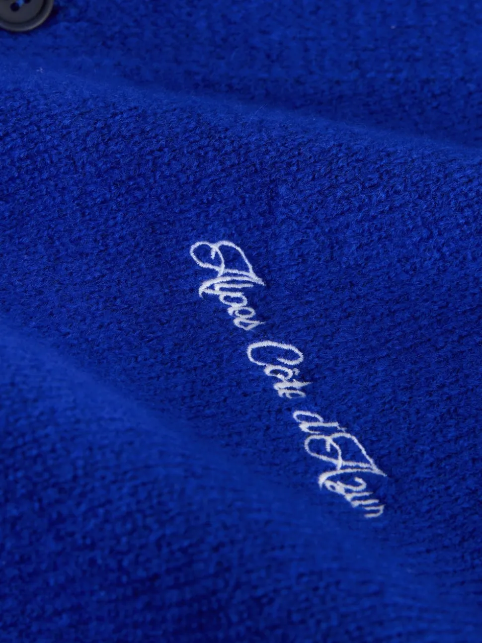 Cobalt Blue Regular Fit Embroidered Chest Motif Cardigan