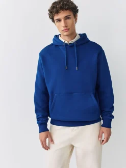 Cobalt Blue Regular Fit Heavyweight Cotton Rich Jersey Hoodie