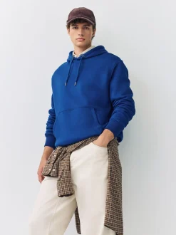 Cobalt Blue Regular Fit Heavyweight Cotton Rich Jersey Hoodie