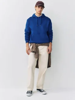 Cobalt Blue Regular Fit Heavyweight Cotton Rich Jersey Hoodie