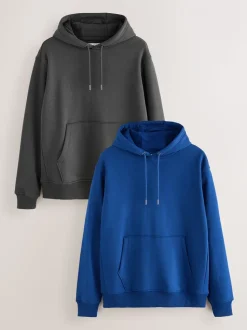 Cobalt Blue/Slate Grey Cotton Rich Jersey Overhead Hoodies 2 Pack