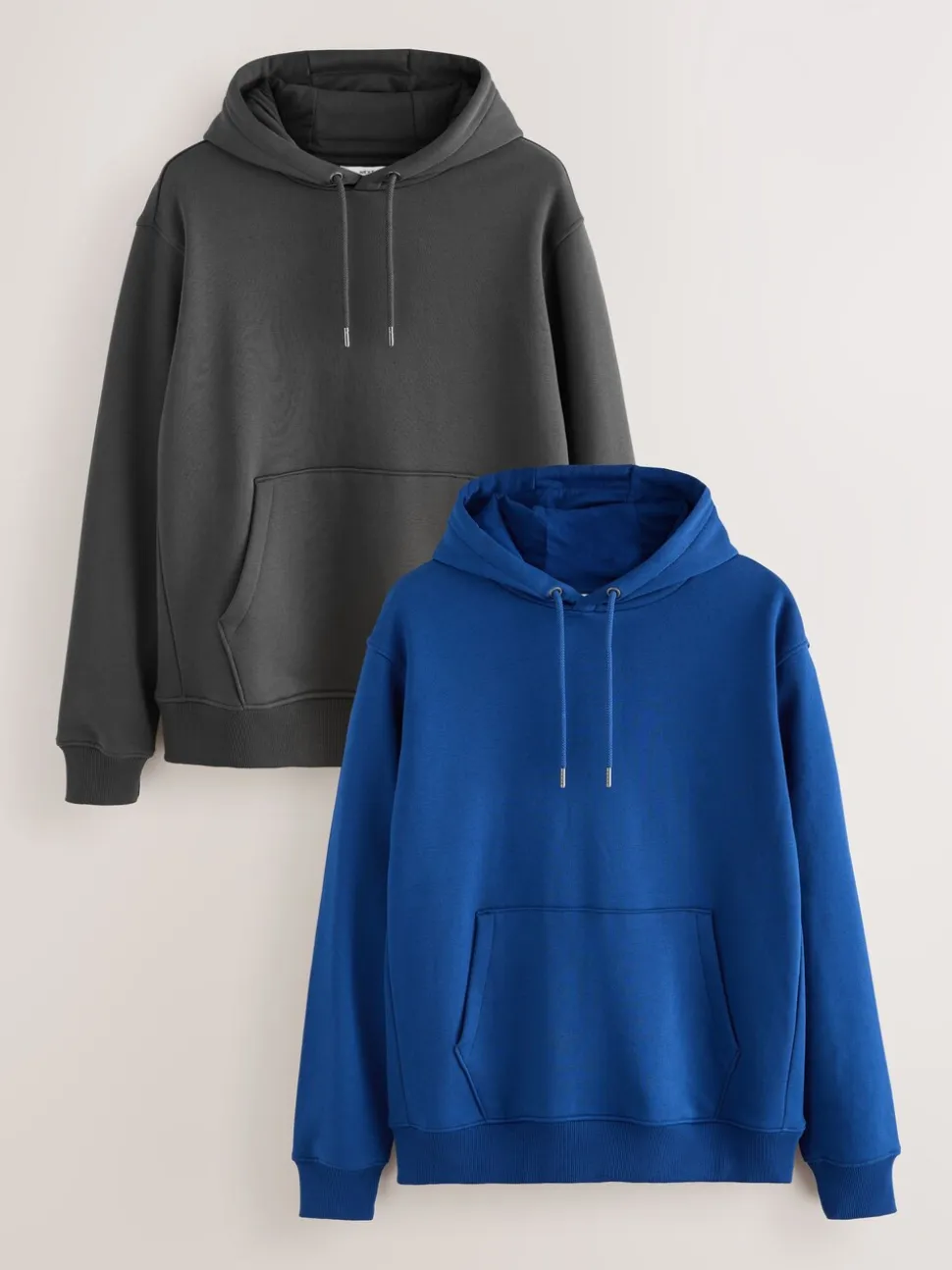 Cobalt Blue/Slate Grey Cotton Rich Jersey Overhead Hoodies 2 Pack