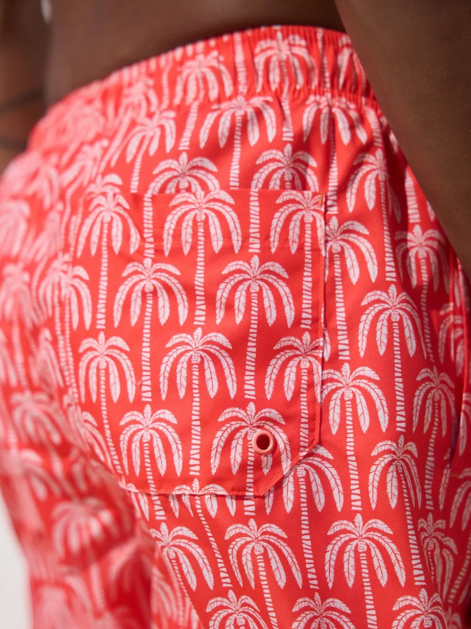 Coral Pink Palm Printed Swim Shorts