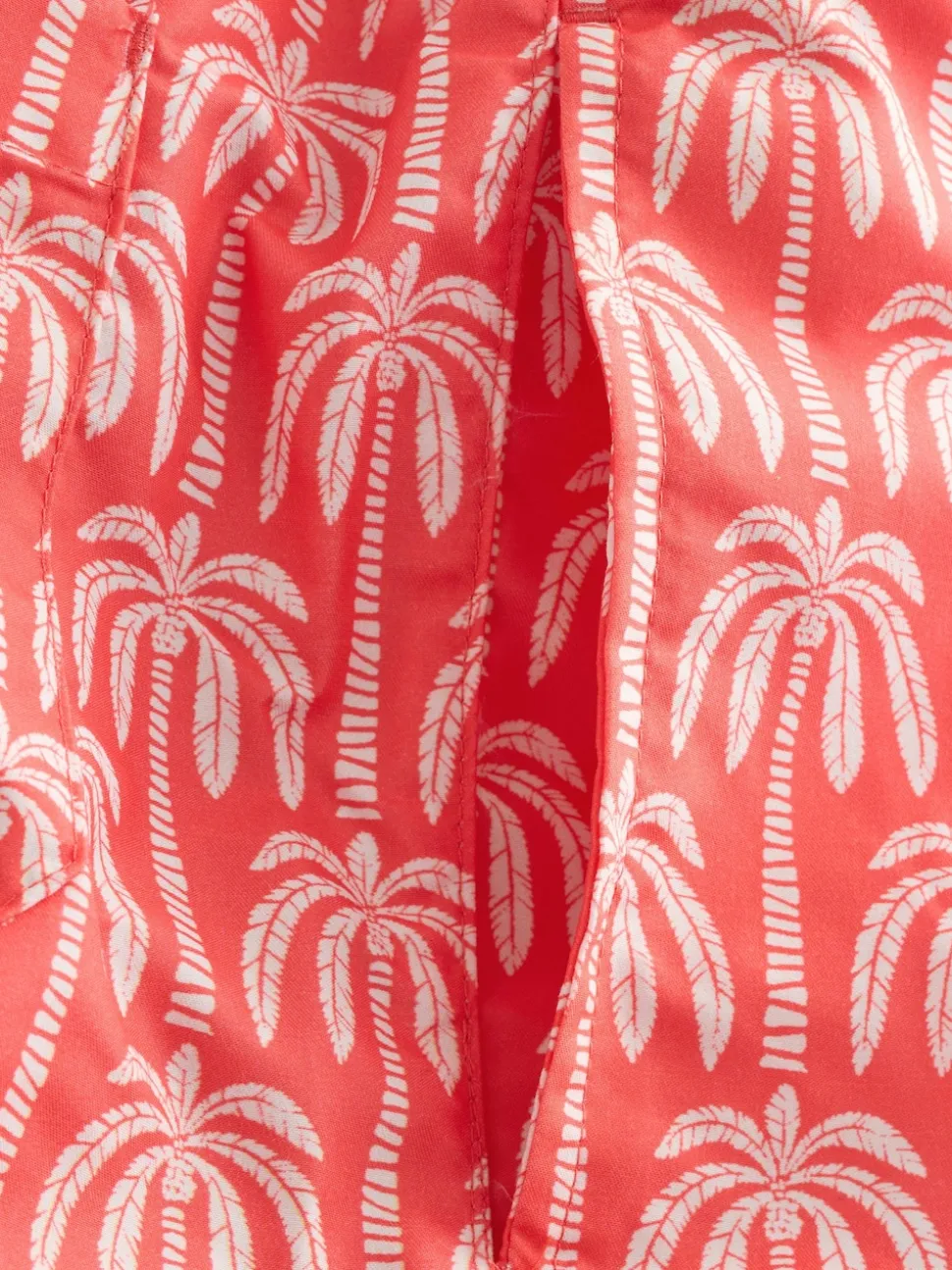 Coral Pink Palm Printed Swim Shorts