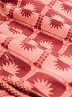 Coral Pink Sun Geometric Printed Swim Shorts