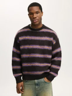 Cotton On Black Box Fit Fuzzy Crew Neck Knit Jumper