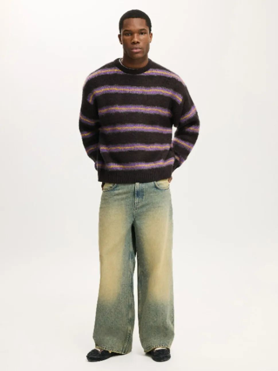 Cotton On Black Box Fit Fuzzy Crew Neck Knit Jumper