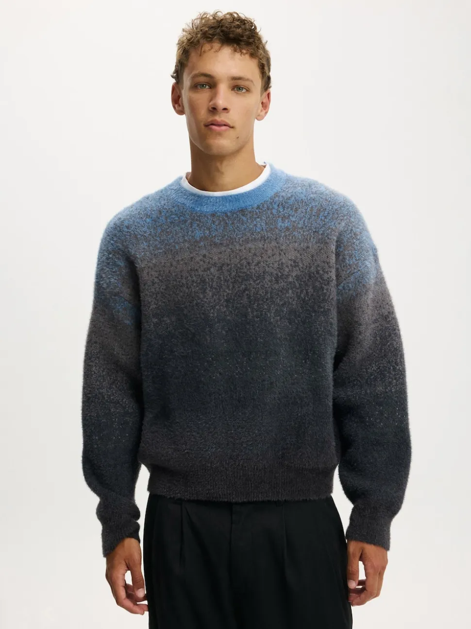 Cotton On Blue Ombre Crew Neck Knit Jumper