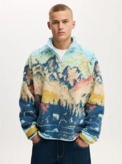 Cotton On Blue Quarter Zip Teddy Fleece