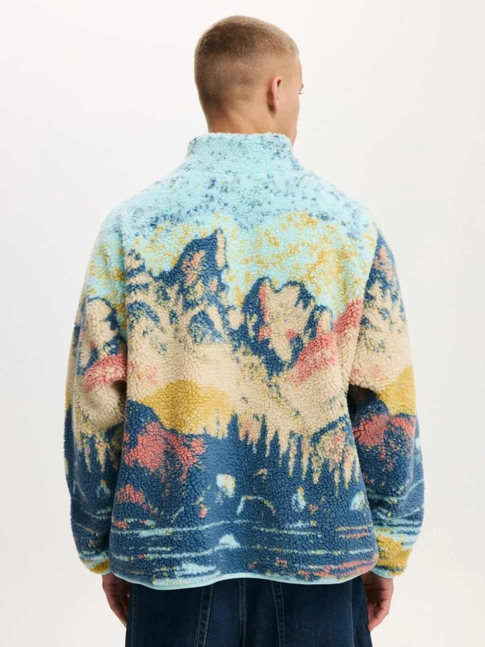 Cotton On Blue Quarter Zip Teddy Fleece