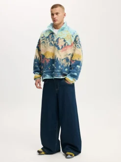 Cotton On Blue Quarter Zip Teddy Fleece