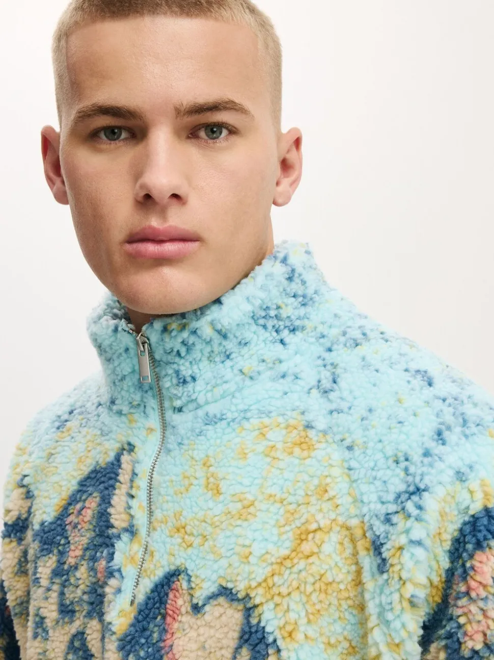 Cotton On Blue Quarter Zip Teddy Fleece