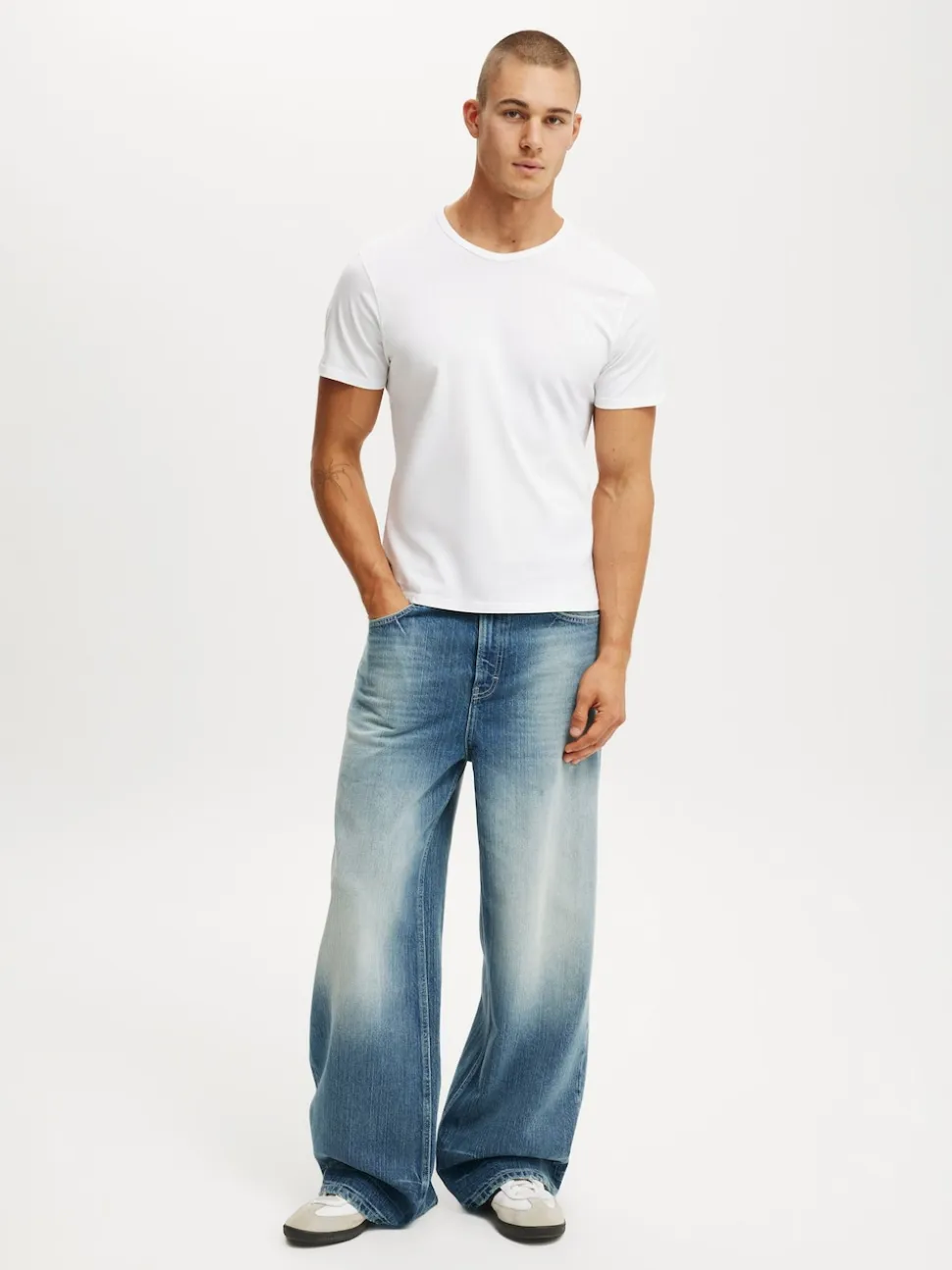 Cotton On Blue/White Super Baggy Jeans
