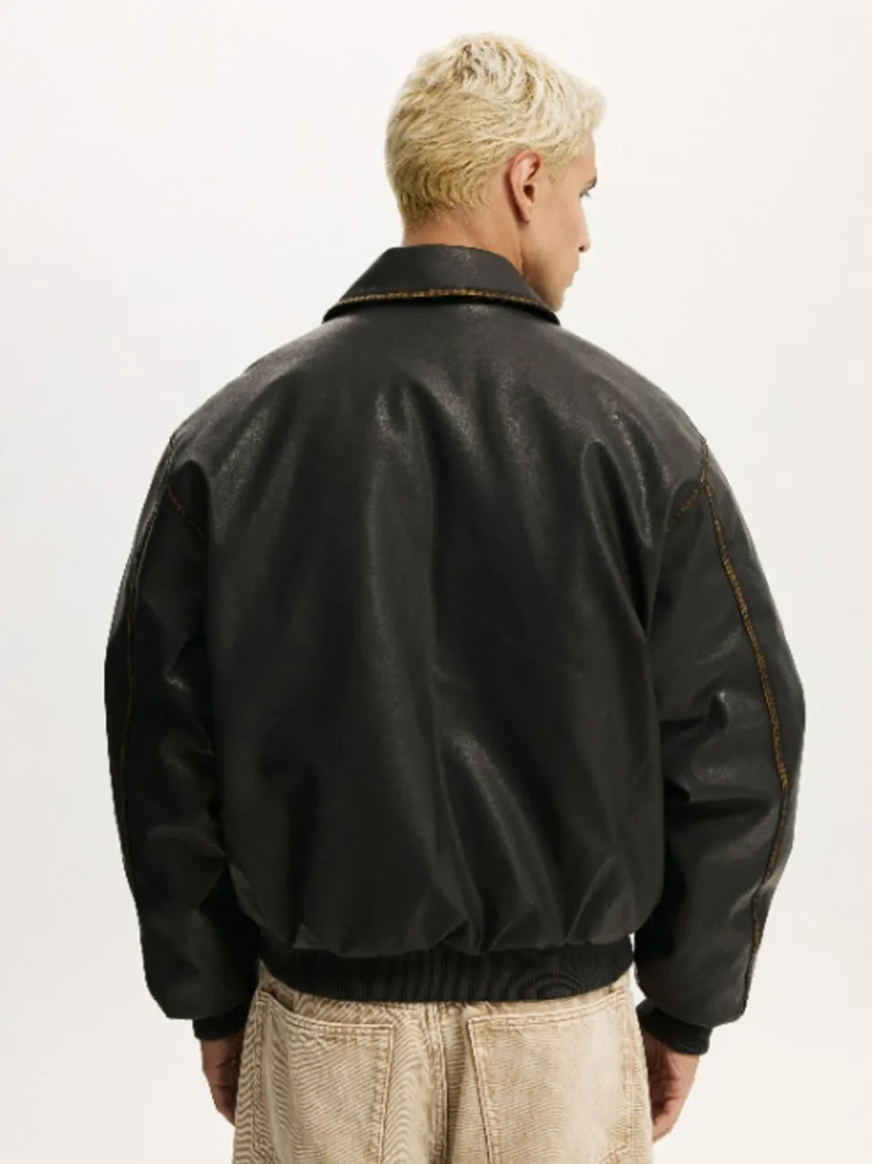 Cotton On Brown Vintage Faux Leather Bomber Jacket