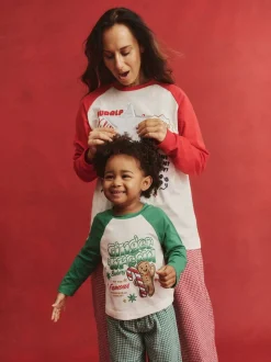 Cotton On Green Adult Matching Family Christmas Raglan Long Sleeve Pyjamas Set