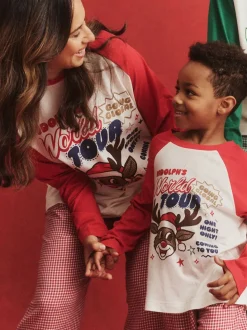 Cotton On Green Adult Matching Family Christmas Raglan Long Sleeve Pyjamas Set