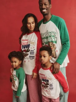 Cotton On Green Adult Matching Family Christmas Raglan Long Sleeve Pyjamas Set