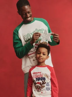 Cotton On Green Adult Matching Family Christmas Raglan Long Sleeve Pyjamas Set