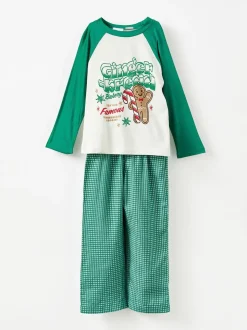 Cotton On Green Adult Matching Family Christmas Raglan Long Sleeve Pyjamas Set