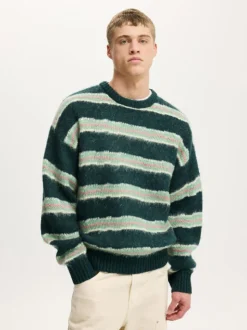 Cotton On Green Box Fit Fuzzy Crew Neck Knit Jumper