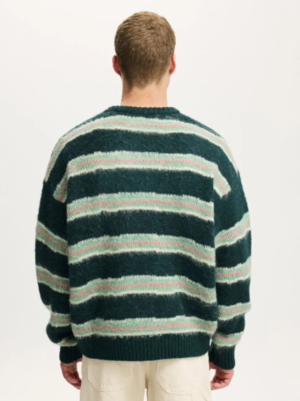 Cotton On Green Box Fit Fuzzy Crew Neck Knit Jumper