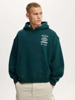 Cotton On Green Box Fit Graphic Hoodie