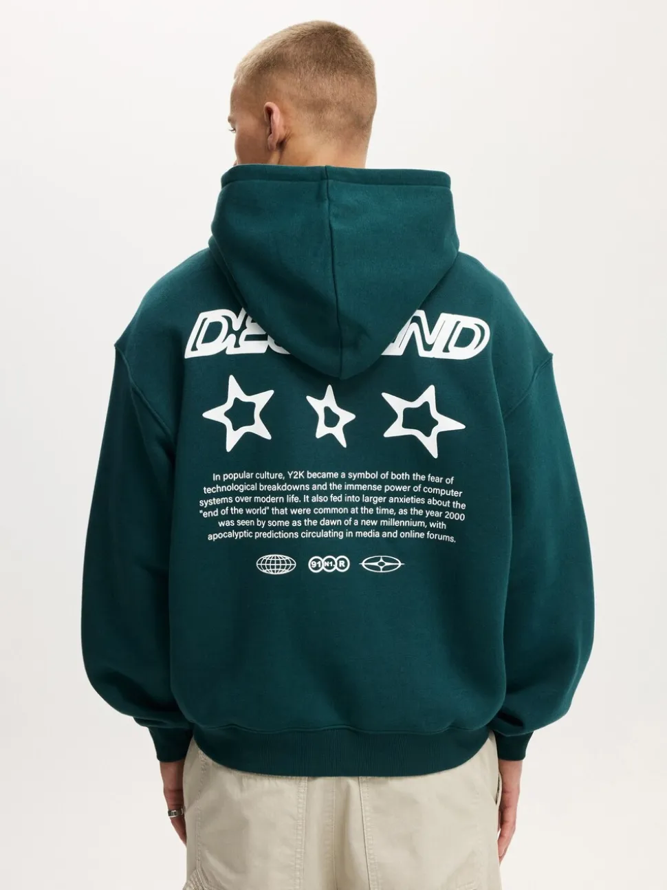 Cotton On Green Box Fit Graphic Hoodie