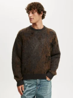 Cotton On Grey Box Fit Fuzzy Crew Neck Knit Jumper