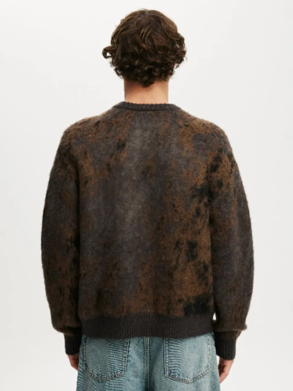Cotton On Grey Box Fit Fuzzy Crew Neck Knit Jumper