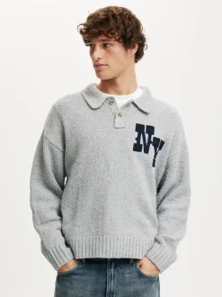 Cotton On Grey Boxy Rugby Polo Shirt