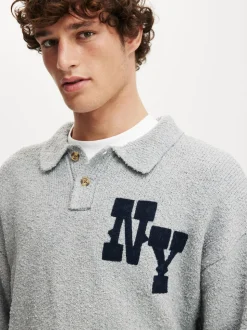 Cotton On Grey Boxy Rugby Polo Shirt