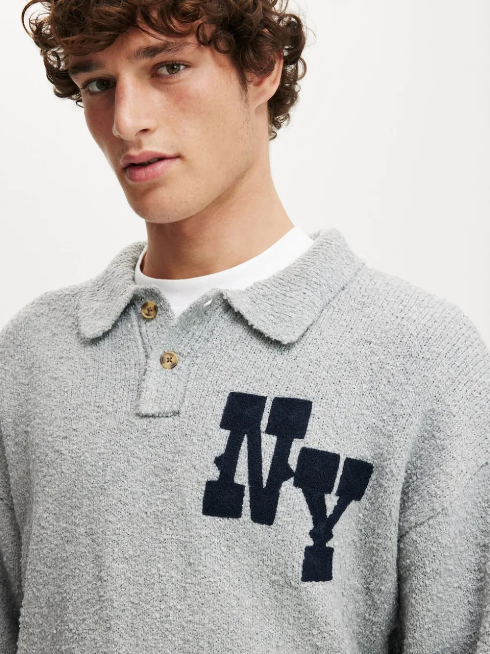 Cotton On Grey Boxy Rugby Polo Shirt