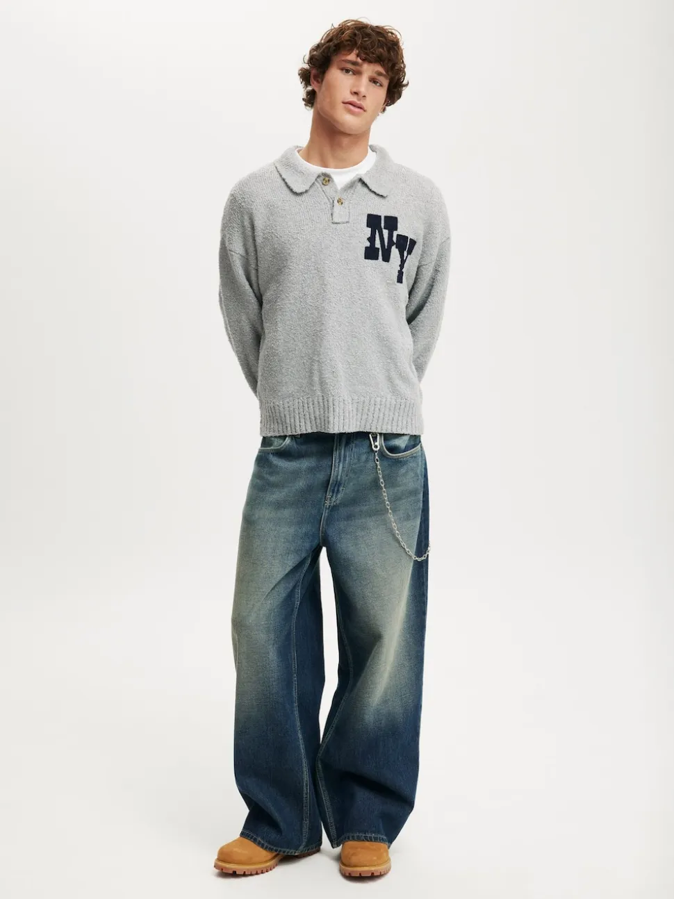 Cotton On Grey Boxy Rugby Polo Shirt