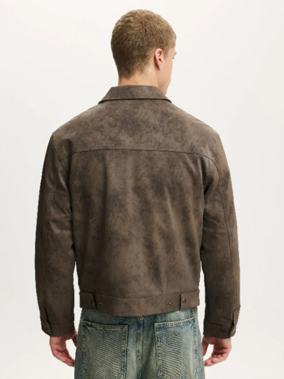 Cotton On Grey Cropped Faux Suede Harrington Jacket
