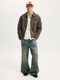 Cotton On Grey Cropped Faux Suede Harrington Jacket