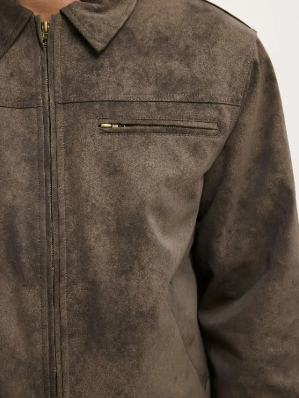 Cotton On Grey Cropped Faux Suede Harrington Jacket