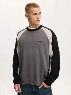 Cotton On Grey Sports Core Crew Knit Jumper