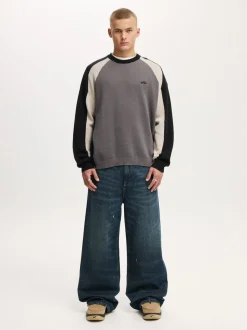 Cotton On Grey Sports Core Crew Knit Jumper