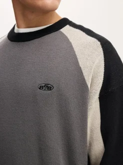 Cotton On Grey Sports Core Crew Knit Jumper