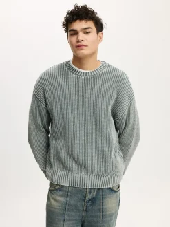 Cotton On Grey Washed Box Fit Crew Neck Knit Jumper