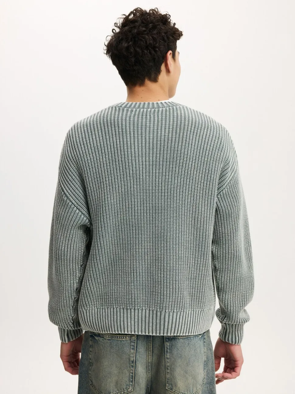 Cotton On Grey Washed Box Fit Crew Neck Knit Jumper