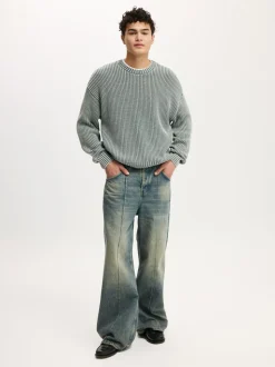 Cotton On Grey Washed Box Fit Crew Neck Knit Jumper